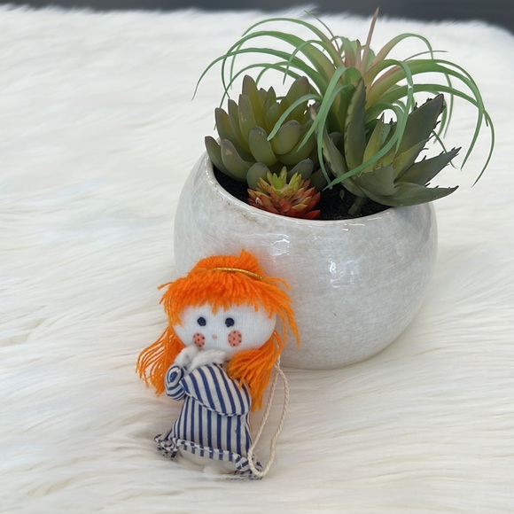 π Angel Ornament Orange Hair Blue Striped Dress HALLMARK π $1 when Bundled π - Picture 6 of 7